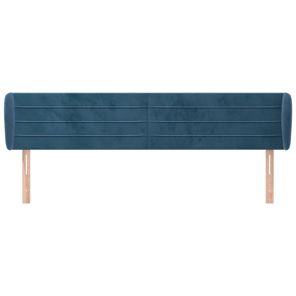 Hoofdbord Met Randen 203X23X78/88 Cm Fluweel Donkerblauw
