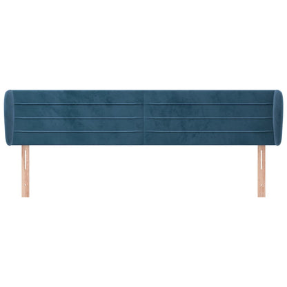 Hoofdbord Met Randen 203X23X78/88 Cm Fluweel Donkerblauw