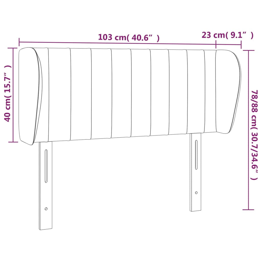 Hoofdbord Met Randen Stof 103 x 23 x 78/88 cm Blauw