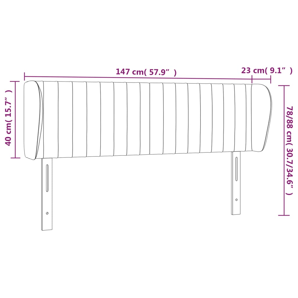 Hoofdbord Met Randen Stof Kleurig 147 x 23 x 78/88 cm Crème