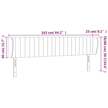 Hoofdbord Met Randen Stof Kleurig 163 x 23 x 78/88 cm Crème