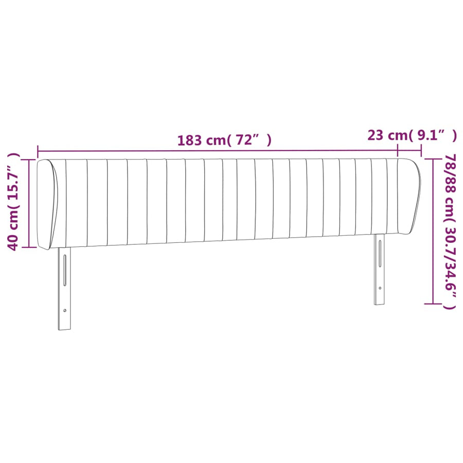 Hoofdbord Met Randen Stof 183 x 23 x 78/88 cm Donkerbruin