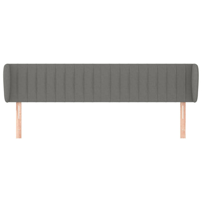 Hoofdbord Met Randen Stof 203 x 23 x 78/88 cm Donkergrijs
