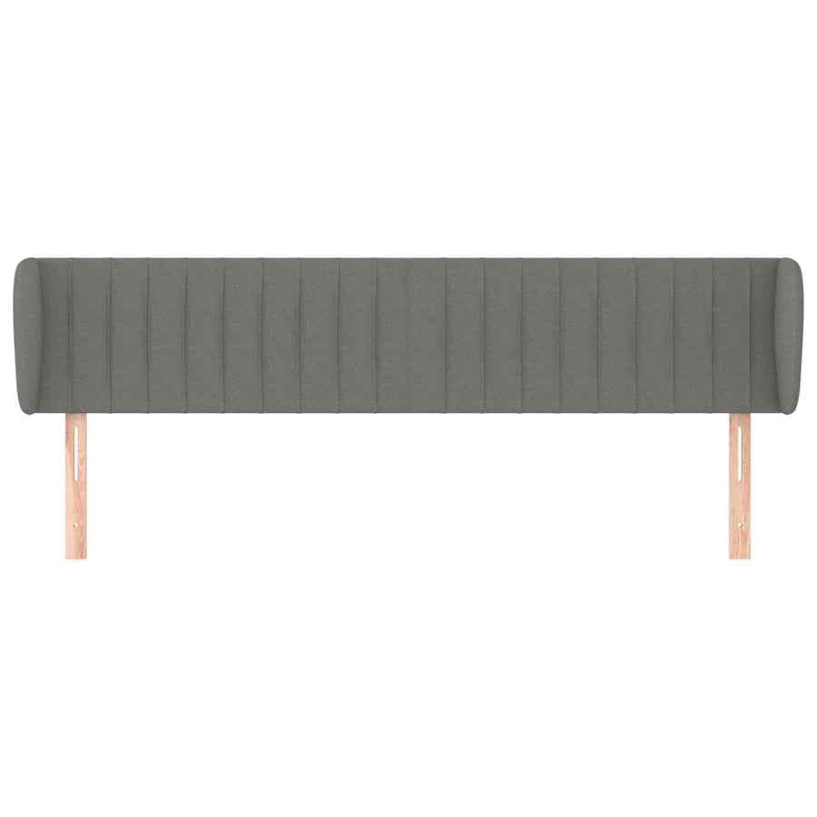 Hoofdbord Met Randen Stof 203 x 23 x 78/88 cm Donkergrijs