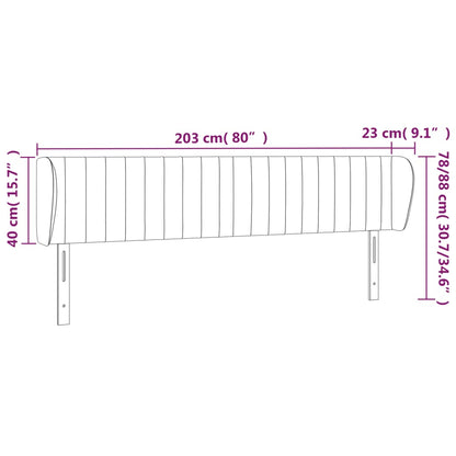 Hoofdbord Met Randen Stof 203 x 23 x 78/88 cm Donkergrijs