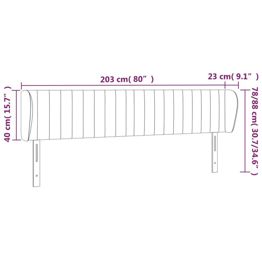 Hoofdbord Met Randen Stof Kleurig Crème 203 x 23 x 78/88 cm