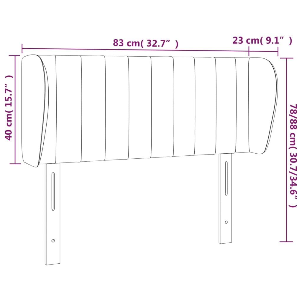Hoofdbord met randen 83x23x78/88 cm fluweel zwart 83 x 23 x 78/88 cm Zwart