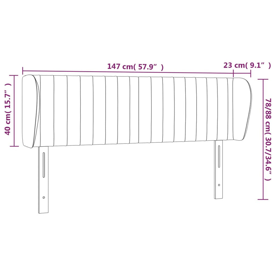 Hoofdbord Met Randen Fluweel 147 x 23 x 78/88 cm Lichtgrijs