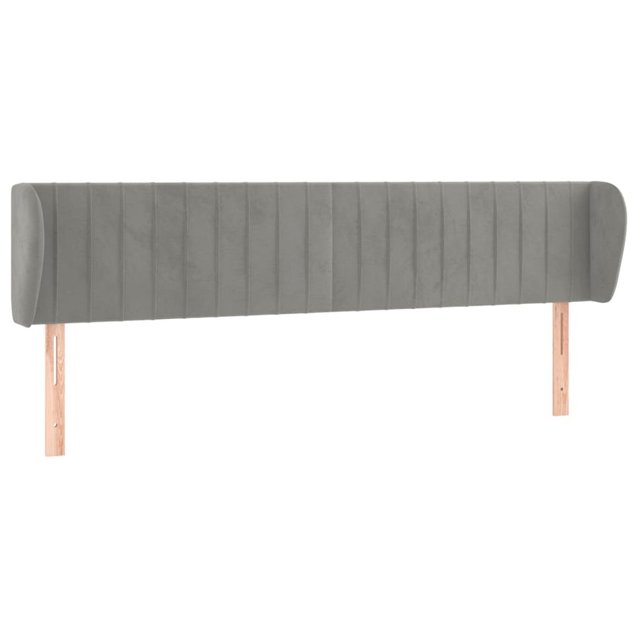Hoofdbord Met Randen Fluweel 163 x 23 x 78/88 cm Lichtgrijs