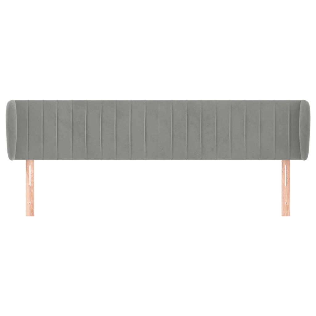Hoofdbord Met Randen Fluweel 163 x 23 x 78/88 cm Lichtgrijs