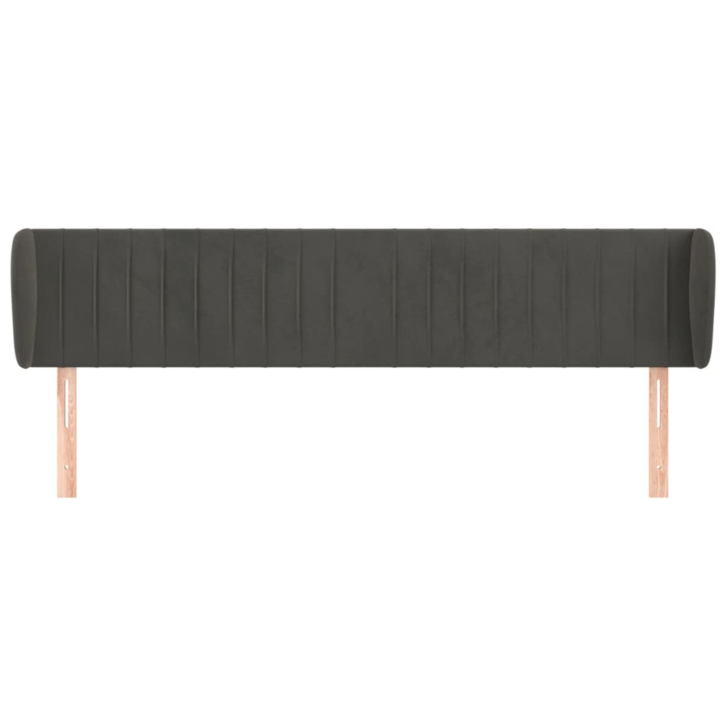 Hoofdbord Met Randen Fluweel 163 x 23 x 78/88 cm Donkergrijs