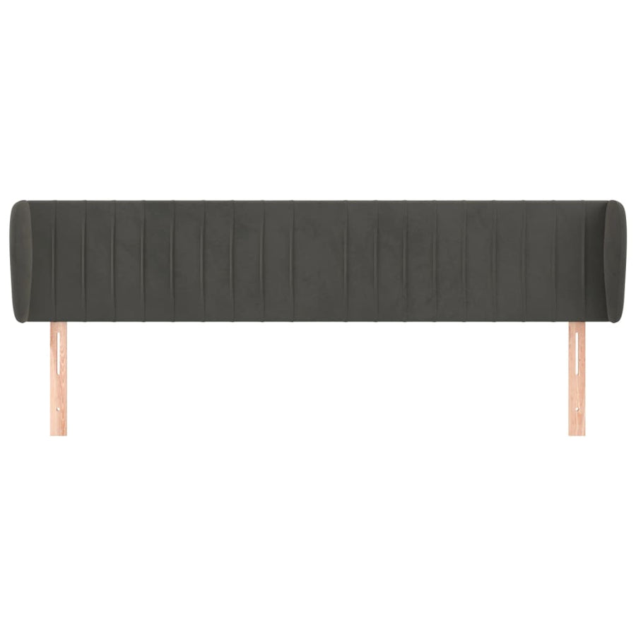 Hoofdbord Met Randen Fluweel 163 x 23 x 78/88 cm Donkergrijs