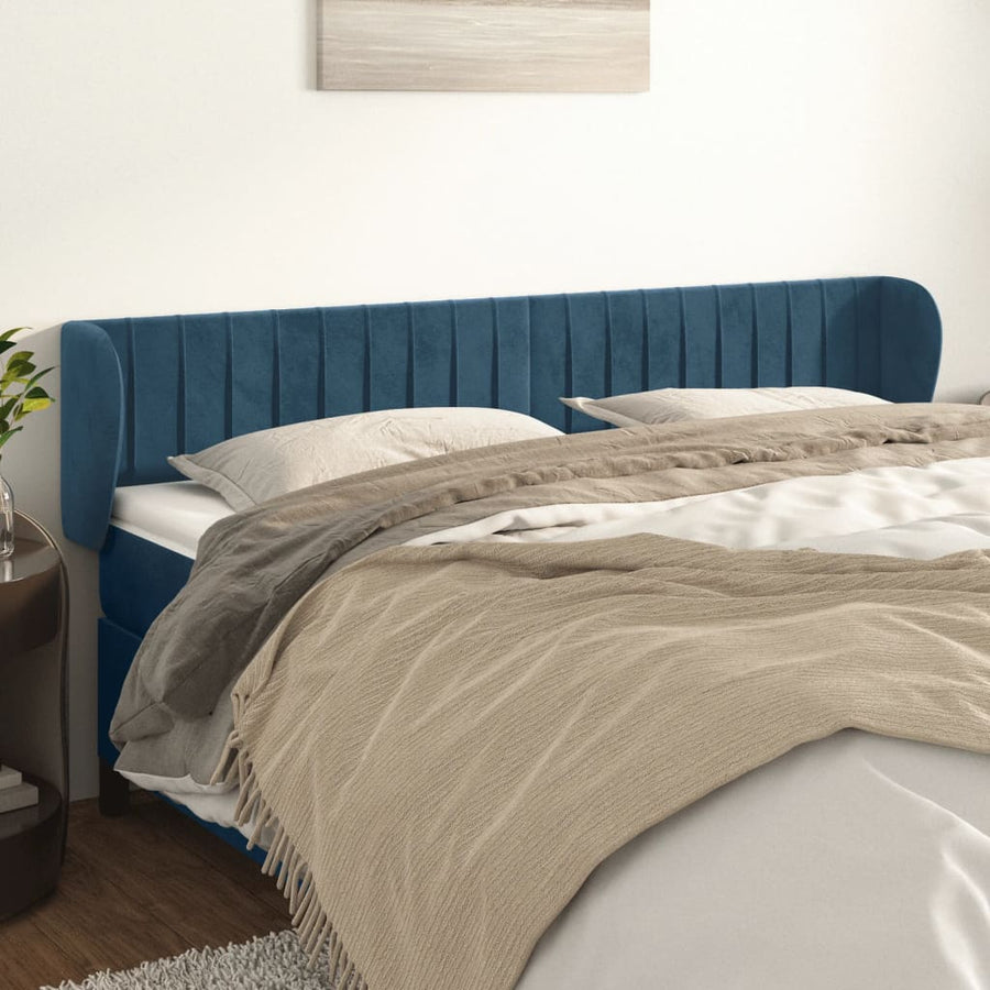 Hoofdbord Met Randen Fluweel 1 163 x 23 x 78/88 cm Donkerblauw