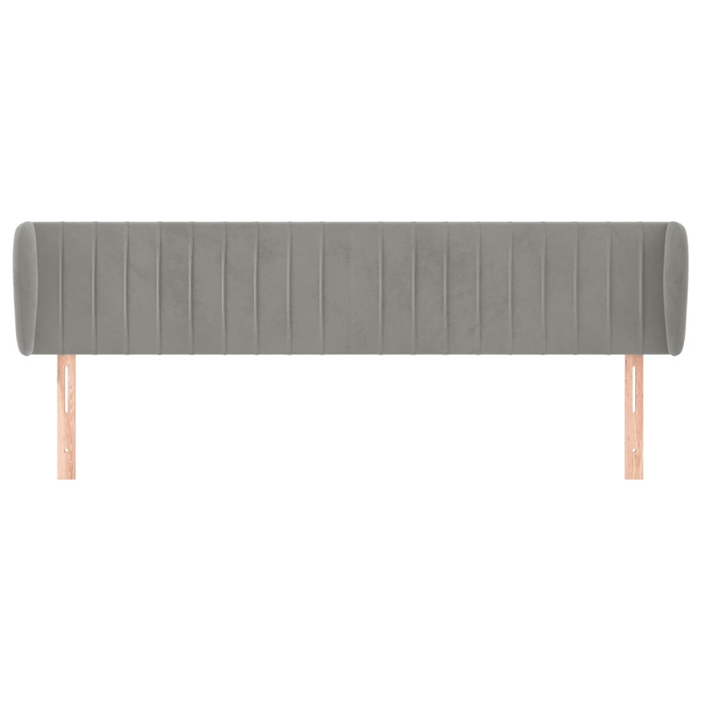 Hoofdbord Met Randen Fluweel 183 x 23 x 78/88 cm Lichtgrijs