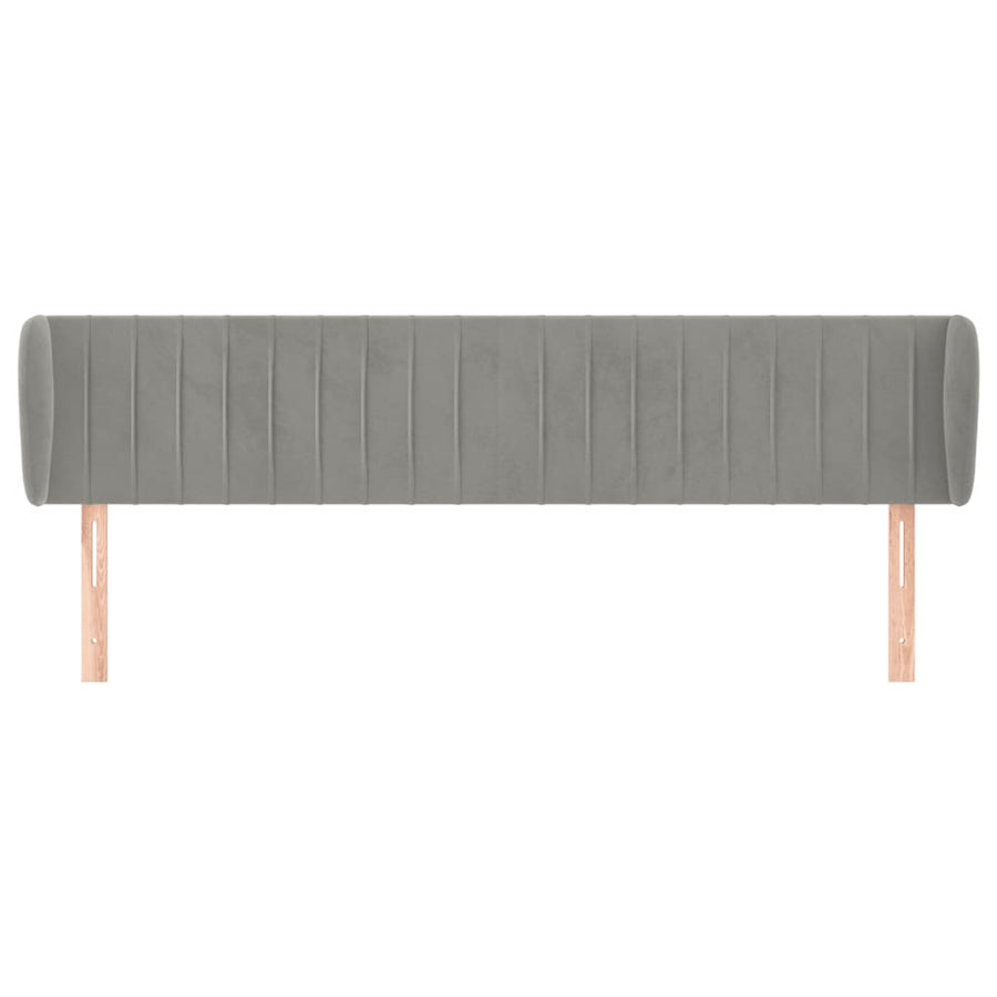 Hoofdbord Met Randen Fluweel 183 x 23 x 78/88 cm Lichtgrijs