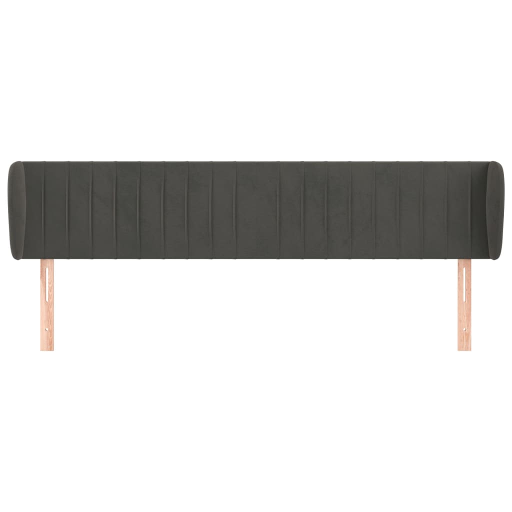 Hoofdbord Met Randen Fluweel 183 x 23 x 78/88 cm Donkergrijs