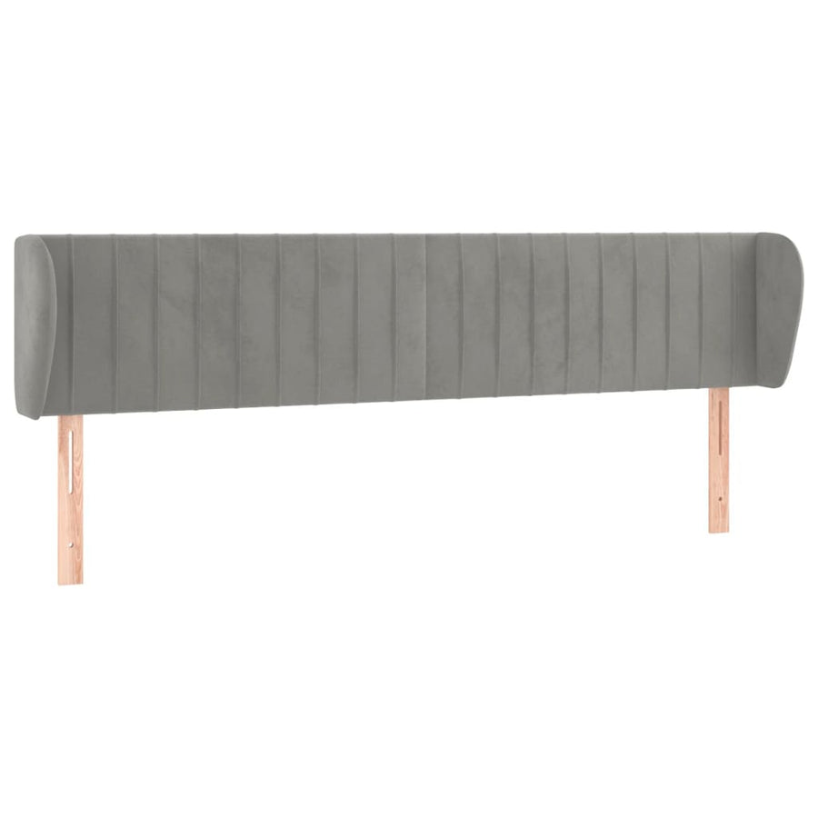 Hoofdbord Met Randen Fluweel 203 x 23 x 78/88 cm Lichtgrijs