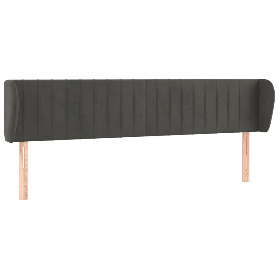 Hoofdbord Met Randen Fluweel 203 x 23 x 78/88 cm Donkergrijs