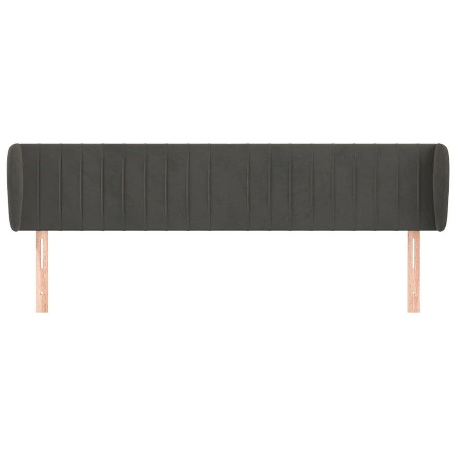 Hoofdbord Met Randen Fluweel 203 x 23 x 78/88 cm Donkergrijs