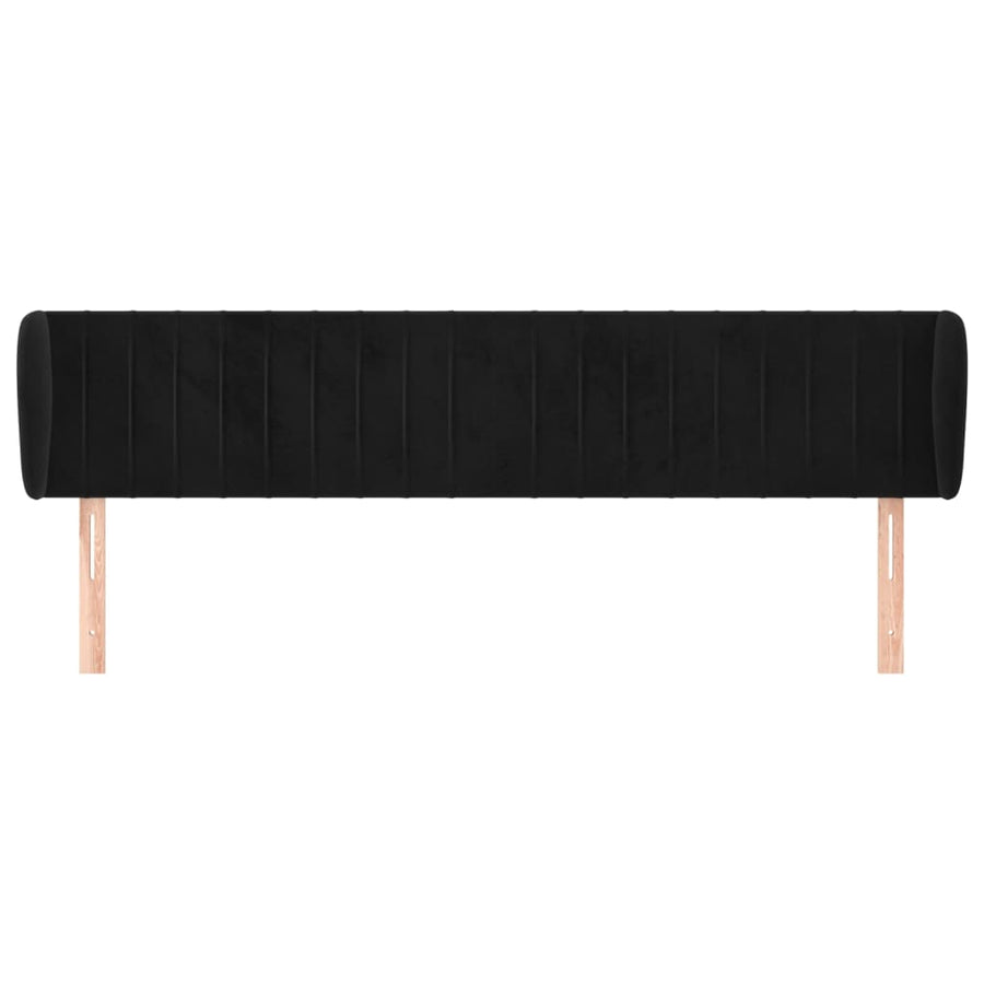 Hoofdbord Met Randen Fluweel 203 x 23 x 78/88 cm Zwart