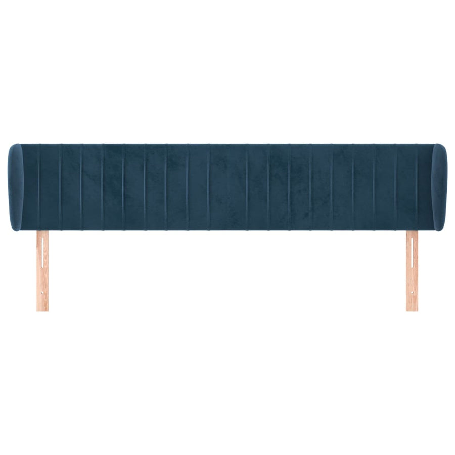 Hoofdbord Met Randen Fluweel 203 x 23 x 78/88 cm Donkerblauw