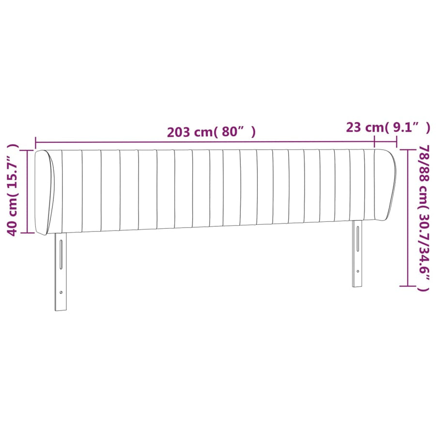 Hoofdbord Met Randen Fluweel 203 x 23 x 78/88 cm Donkerblauw