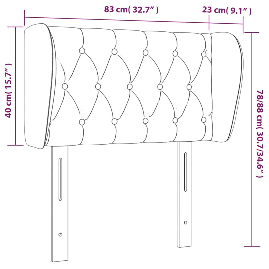 Hoofdbord Met Randen Stof 83 x 23 x 78/88 cm Lichtgrijs