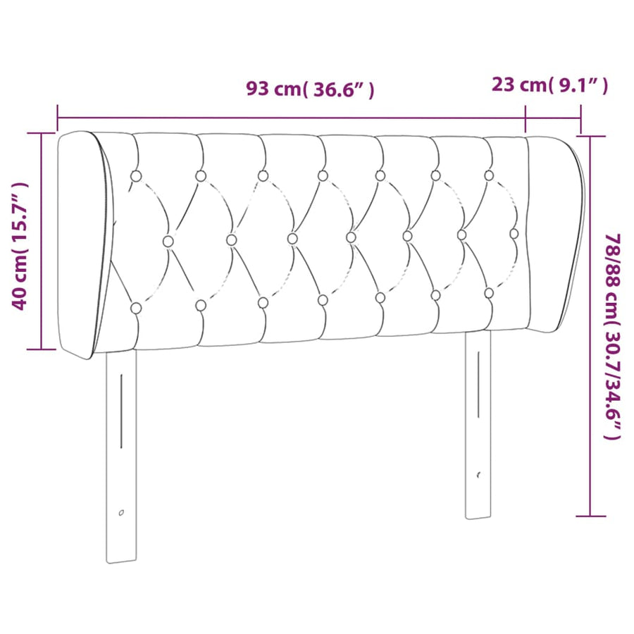 Hoofdbord Met Randen Stof 93 x 23 x 78/88 cm Blauw