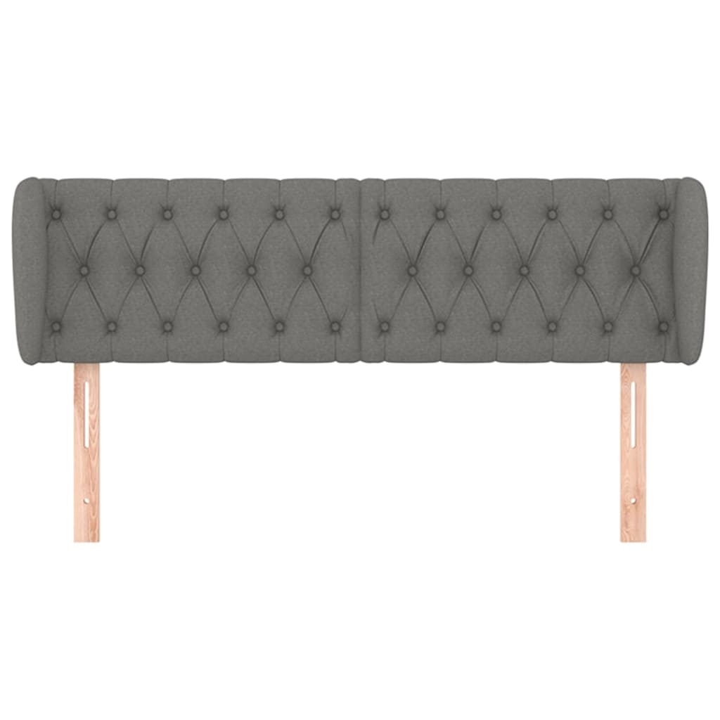 Hoofdbord Met Randen Stof 147 x 23 x 78/88 cm Donkergrijs