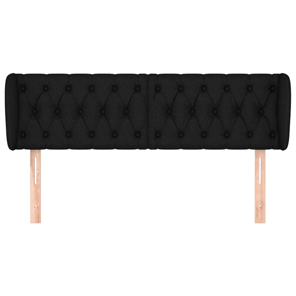 Hoofdbord Met Randen Stof 147 x 23 x 78/88 cm Zwart