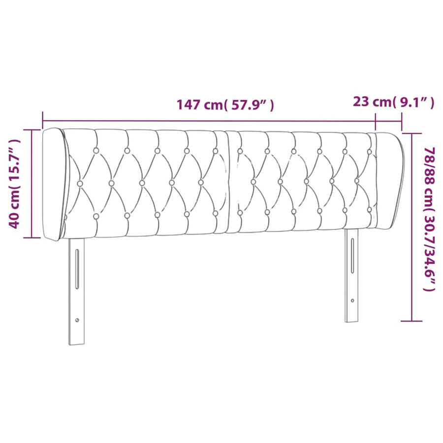 Hoofdbord Met Randen Stof 147 x 23 x 78/88 cm Donkerbruin
