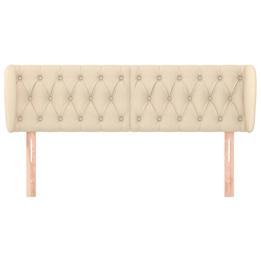 Hoofdbord Met Randen Stof Kleurig 147 x 23 x 78/88 cm Crème