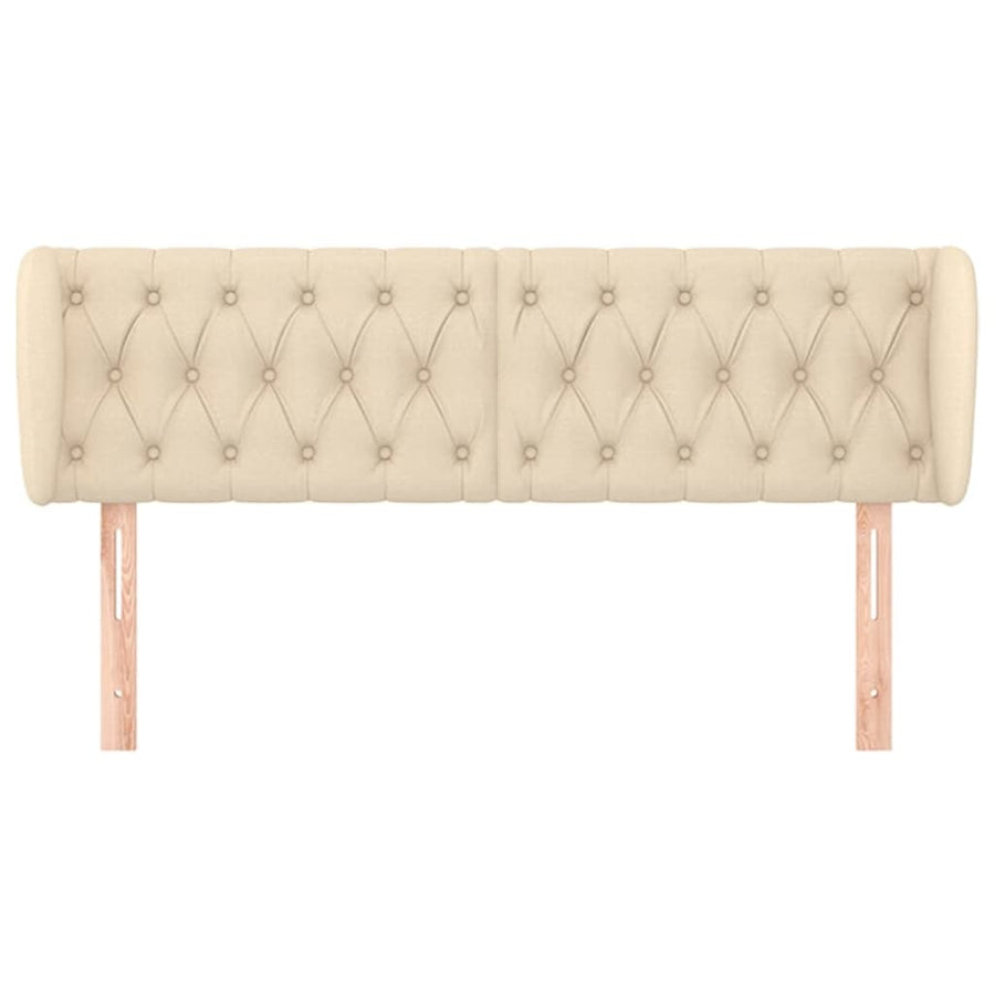 Hoofdbord Met Randen Stof Kleurig 147 x 23 x 78/88 cm Crème