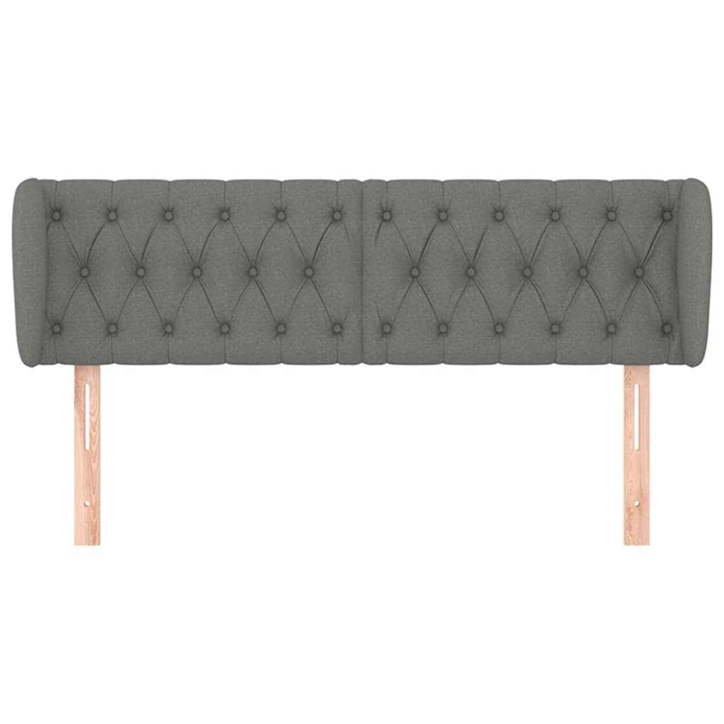 Hoofdbord Met Randen Stof 163 x 23 x 78/88 cm Donkergrijs