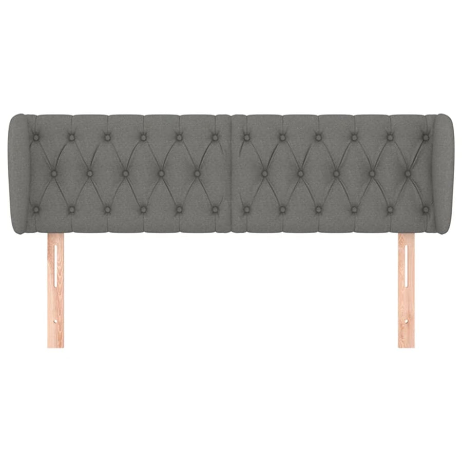 Hoofdbord Met Randen Stof 163 x 23 x 78/88 cm Donkergrijs