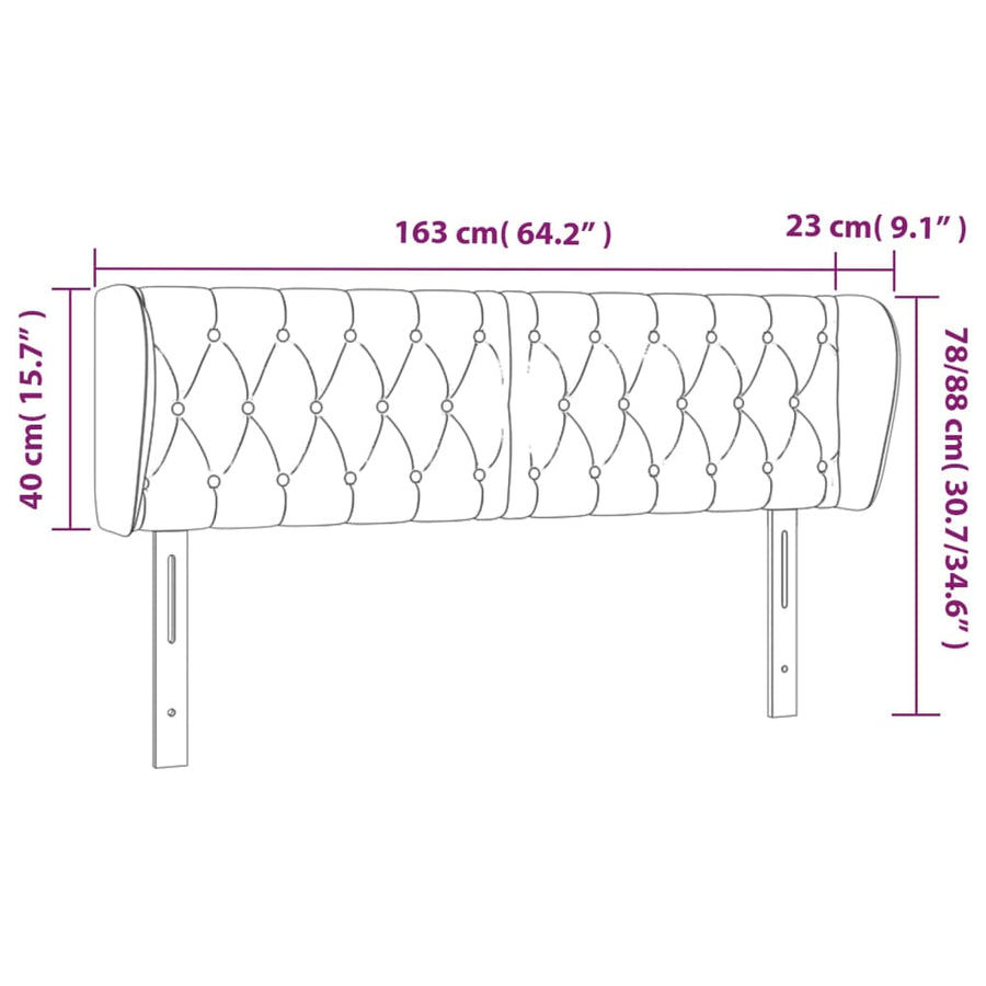 Hoofdbord Met Randen Stof 163 x 23 x 78/88 cm Donkerbruin