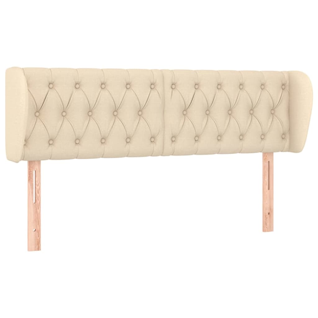 Hoofdbord Met Randen Stof Kleurig 163 x 23 x 78/88 cm Crème