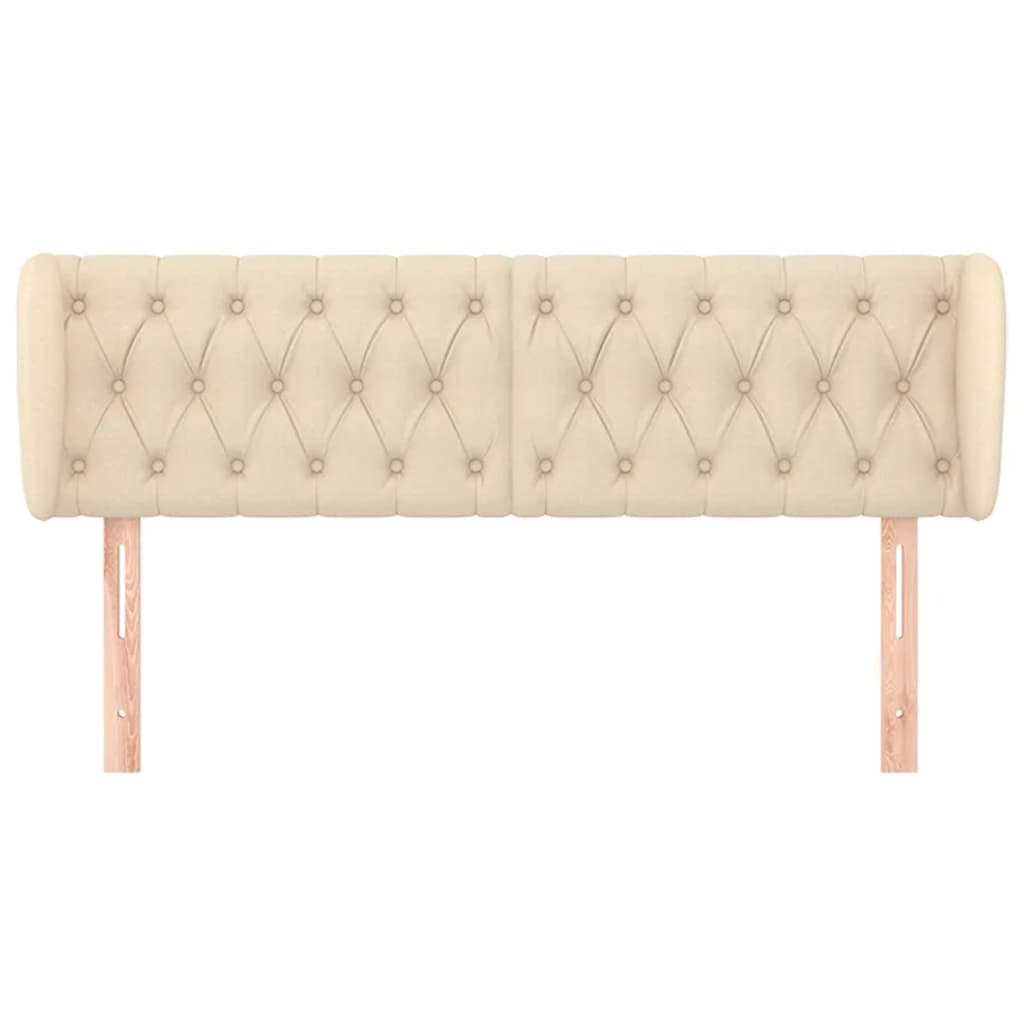 Hoofdbord Met Randen Stof Kleurig 163 x 23 x 78/88 cm Crème