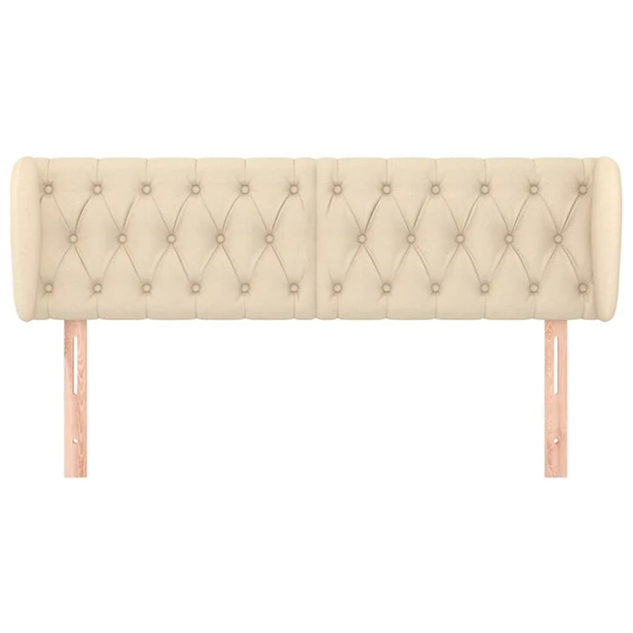 Hoofdbord Met Randen Stof Kleurig 163 x 23 x 78/88 cm Crème