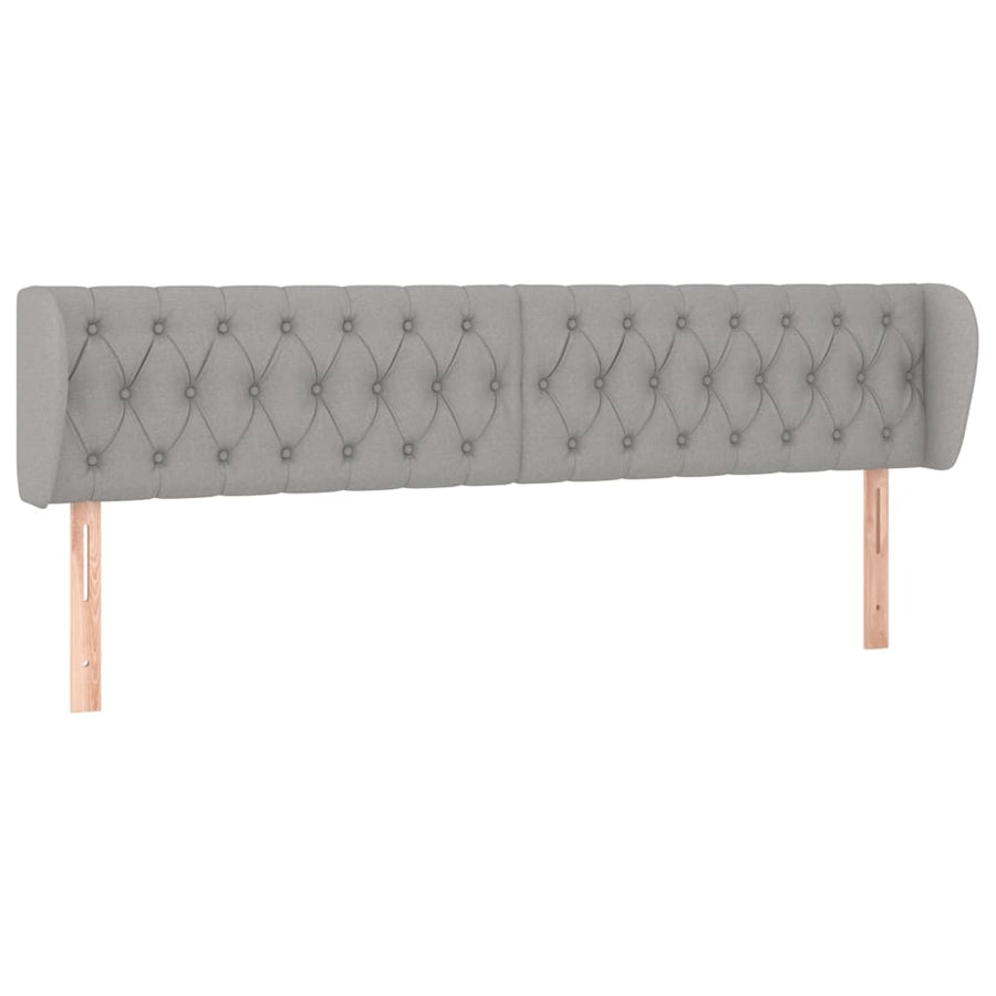 Hoofdbord Met Randen Stof 183 x 23 x 78/88 cm Lichtgrijs