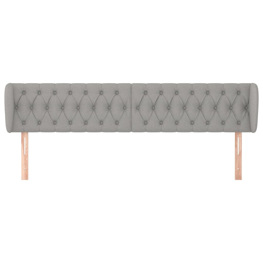 Hoofdbord Met Randen Stof 183 x 23 x 78/88 cm Lichtgrijs