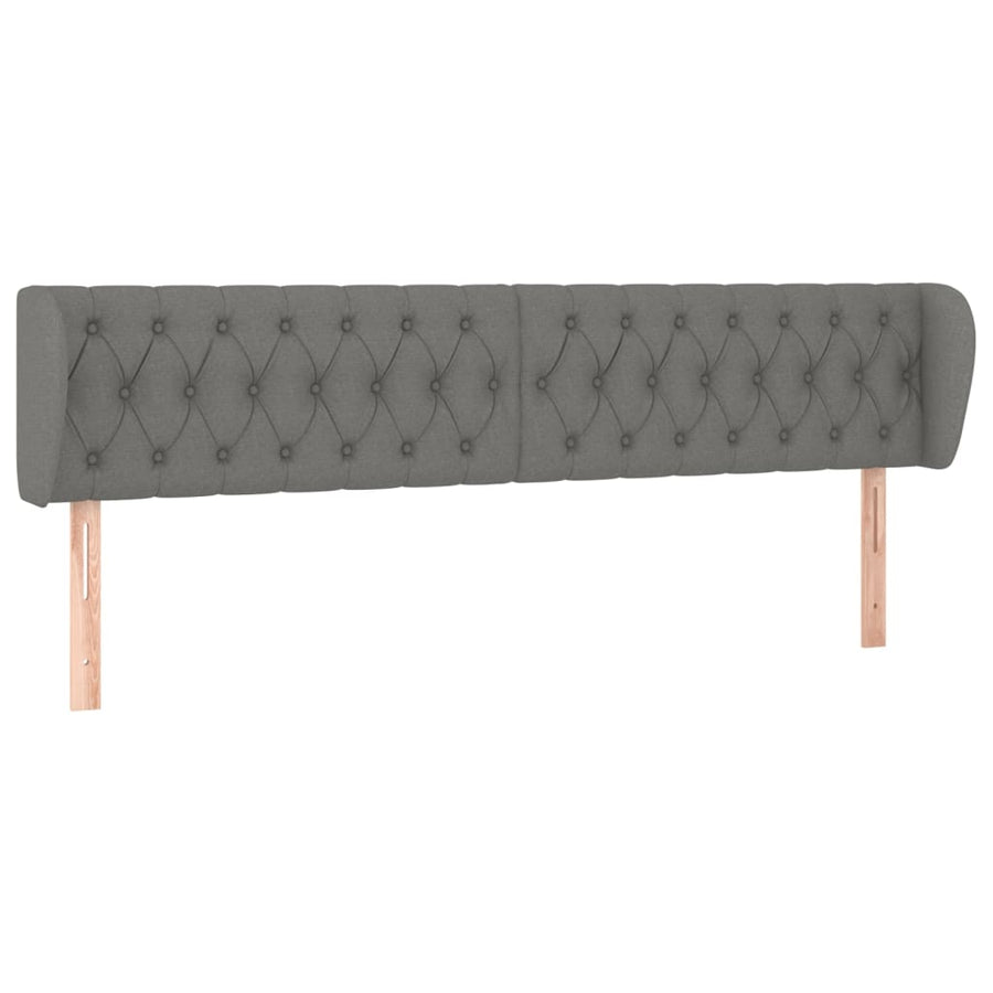 Hoofdbord Met Randen Stof 183 x 23 x 78/88 cm Donkergrijs