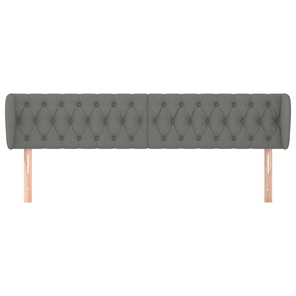 Hoofdbord Met Randen Stof 183 x 23 x 78/88 cm Donkergrijs