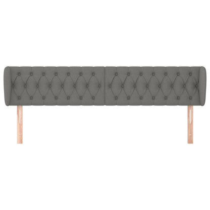 Hoofdbord Met Randen Stof 183 x 23 x 78/88 cm Donkergrijs