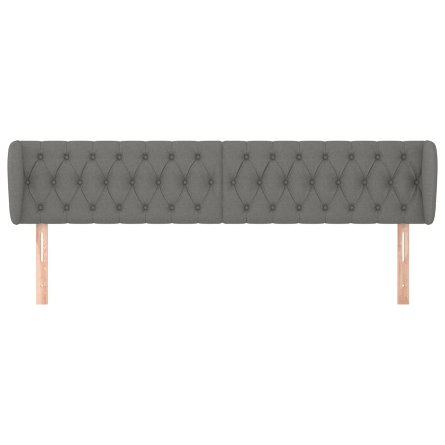 Hoofdbord Met Randen Stof 183 x 23 x 78/88 cm Donkergrijs