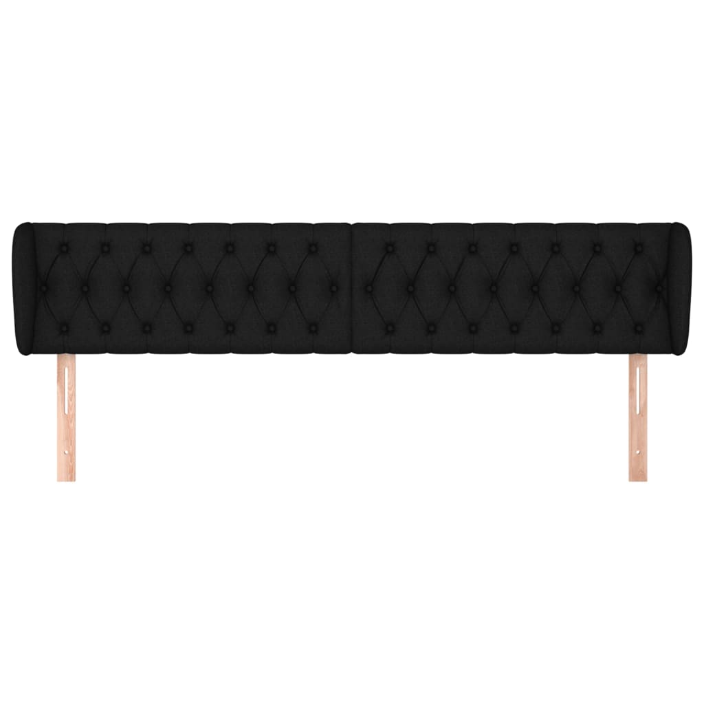 Hoofdbord Met Randen Stof 183 x 23 x 78/88 cm Zwart