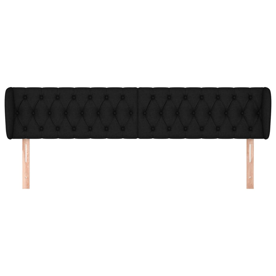 Hoofdbord Met Randen Stof 183 x 23 x 78/88 cm Zwart