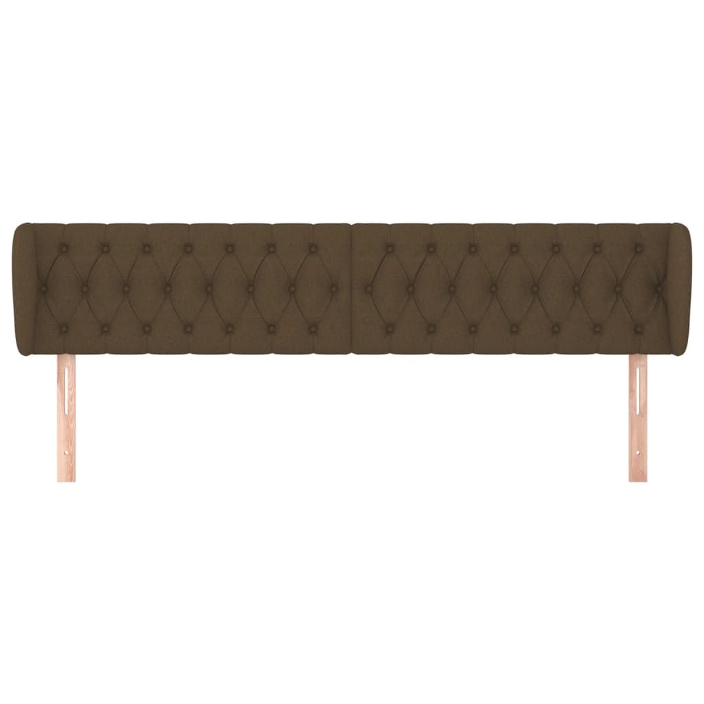 Hoofdbord Met Randen Stof 183 x 23 x 78/88 cm Donkerbruin