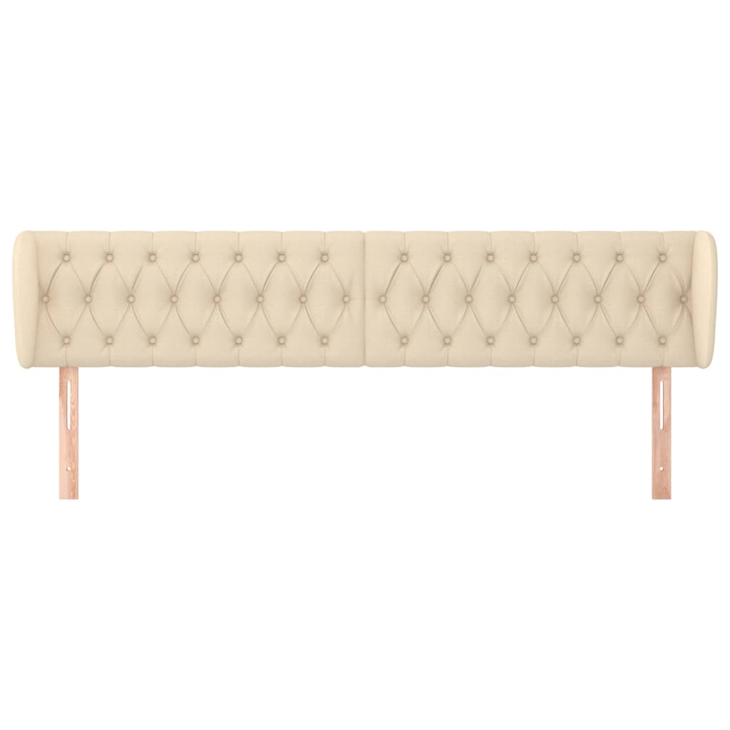 Hoofdbord Met Randen Stof Kleurig 183 x 23 x 78/88 cm Crème
