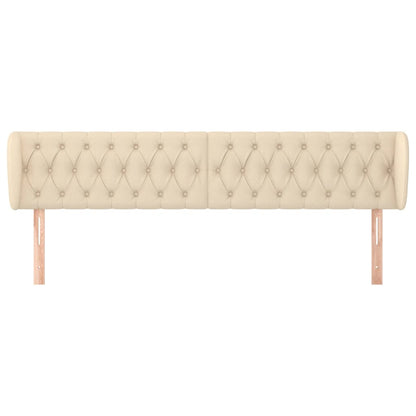 Hoofdbord Met Randen Stof Kleurig 183 x 23 x 78/88 cm Crème